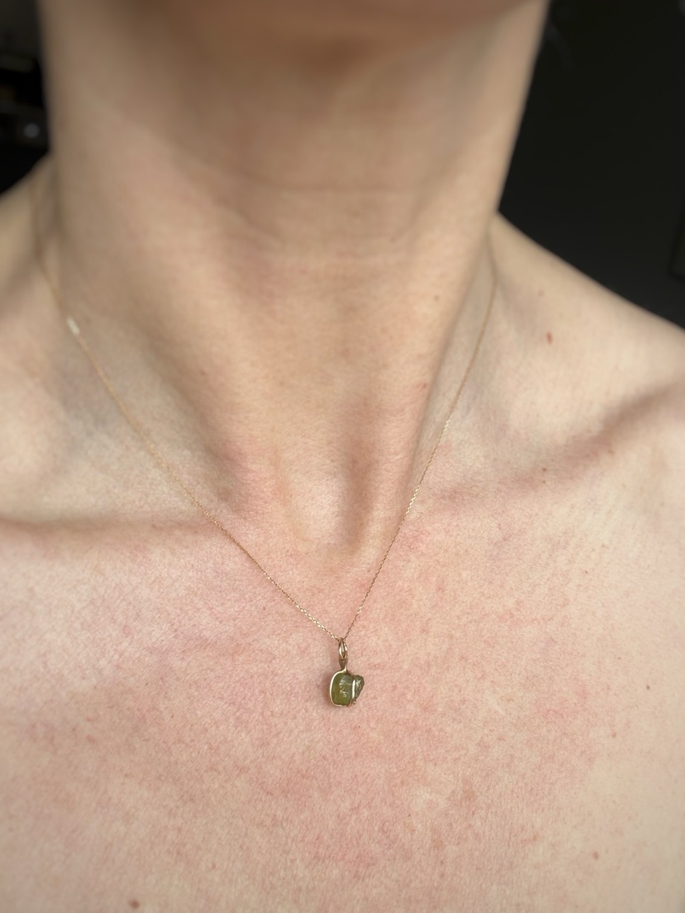 14K Gold Necklace with peridot charm